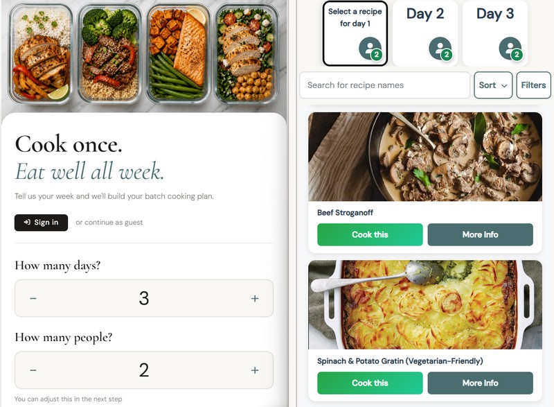 Simple Meal Prep Portfolio Screenshot
